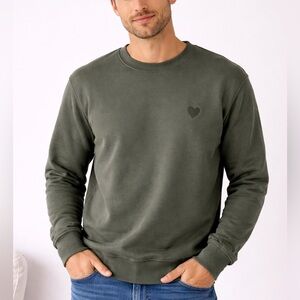 INIMIGO Organic Cotton Green Crewneck Sweatshirt Heart Patch 2XL EUC